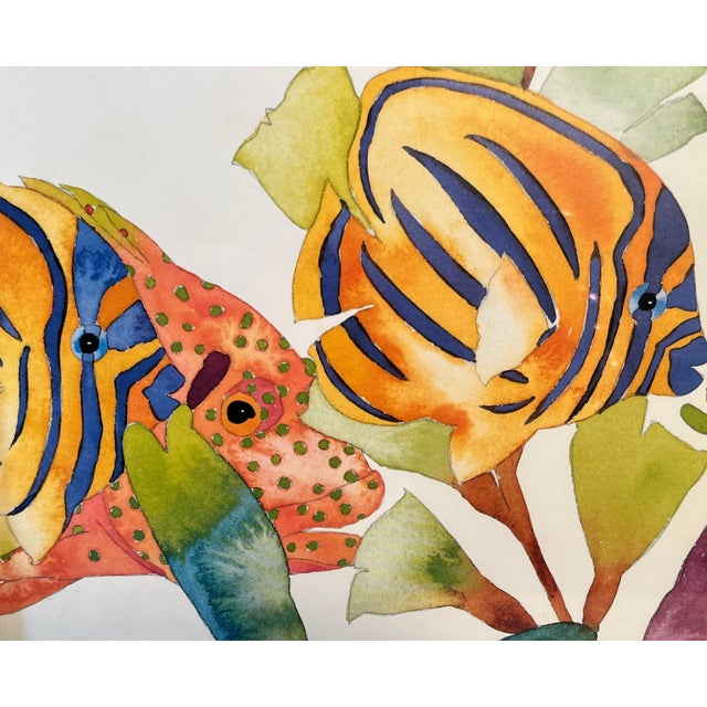 Coastal Art by Tracy Taylor Tropical Fish Down Under Offset Litho 40" High Framed For Sale In Providence - Image 6 of 8