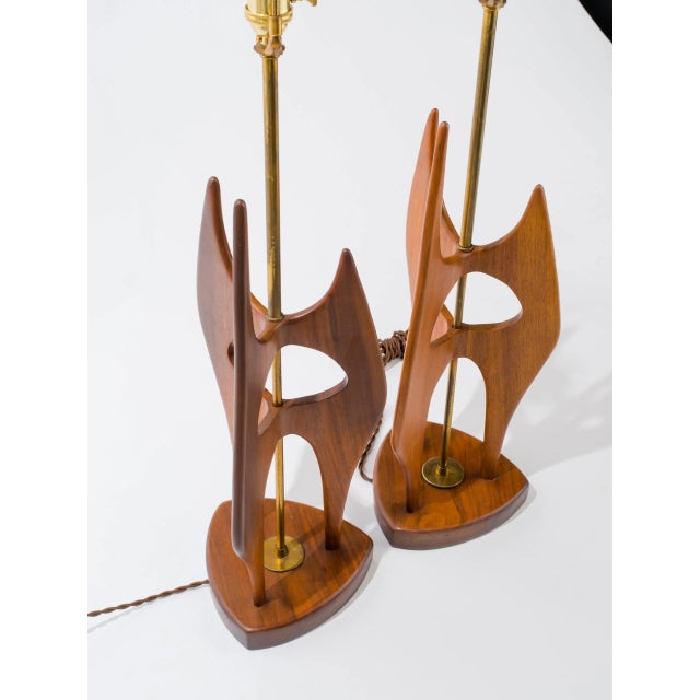 Mid-Century Modern Midcentury Sculptural Teak Lamps For Sale - Image 3 of 9
