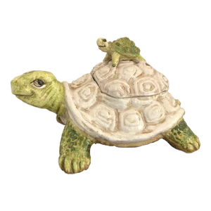 1990s Italian Hand Painted Ceramic Turtle Cookie Jar, Under the Sea