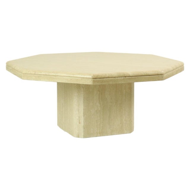 Vintage Italian Octagonal Travertine Coffee Table, 1970s For Sale - Image 4 of 18
