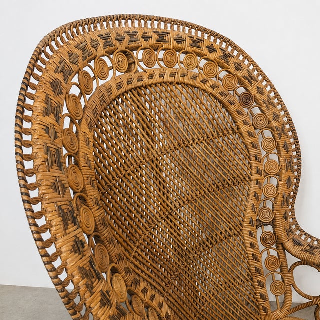 1970s Vintage Peacock Chair in Woven Rattan and Wicker, 1970s For Sale - Image 5 of 7