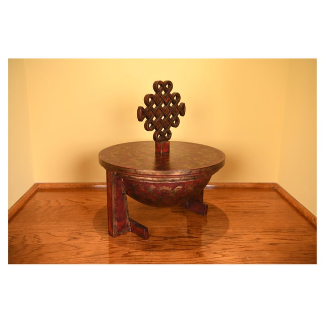 Asian Vintage Decorative Tibetan Style Lidded Ceremonial Bowl on Stand For Sale - Image 3 of 7