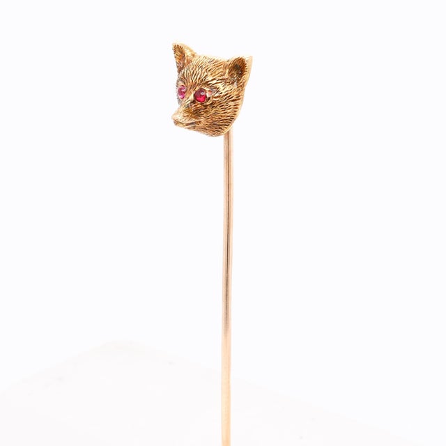 Early 20th Century Vintage 14k Gold Figural Bear Head Stickpin For Sale - Image 5 of 13