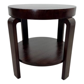 Art Deco Round Bentwood Side Table with Shelf by Thonet Mundus, 1930s For Sale