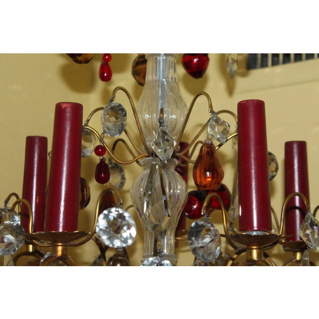 Late 19th Century 1890 French Antique Louis XV Bronze W/ Murano Crystal Fruit Chandelier For Sale - Image 5 of 10