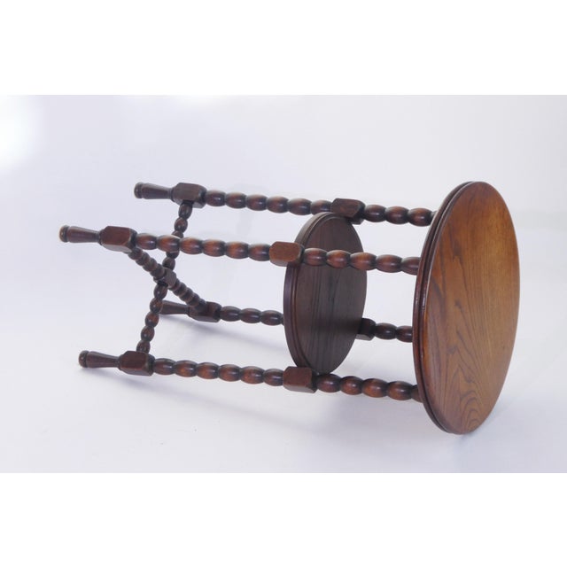 1920s Round Wooden 2-Tiered Bobbin Barley Twist Side Table, 1920s For Sale - Image 5 of 9