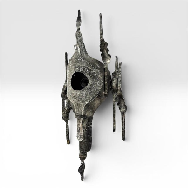 Brutalist Brutalist Wall Lamp in Iron and Glass by Hans Ehrich, 1960s For Sale - Image 3 of 5