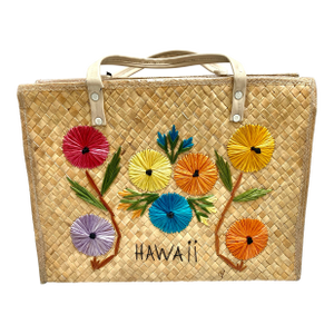 Vintage Midcentury Hawaiian Souvenir Basket Tote Bag