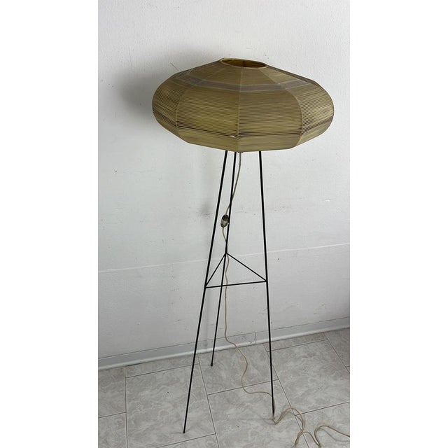 Mid-Century Floor Lamp with Raffia Shade, 1950s For Sale - Image 15 of 18