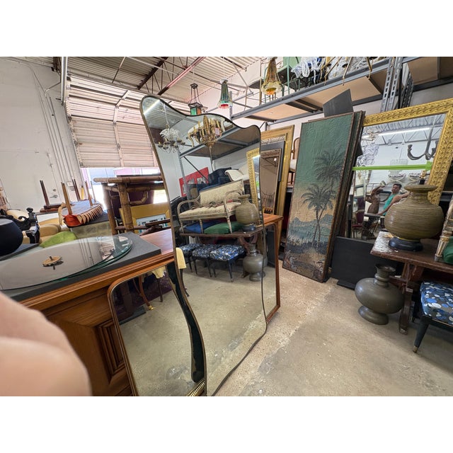 1960s Large Italian Modern Gio Ponti Inspired Brass Mirror For Sale - Image 9 of 13