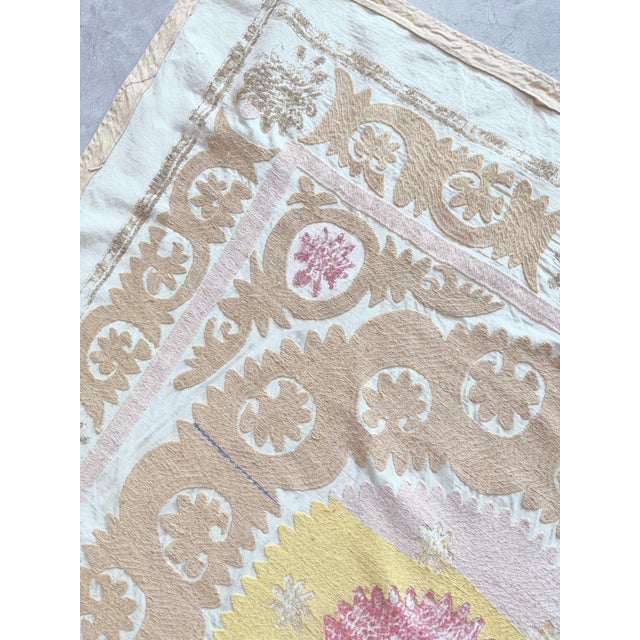 1960s Suzani Wall Tapestry - Tribal Embroidery 4' X 4' For Sale - Image 5 of 8