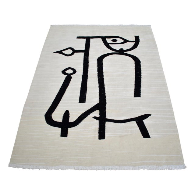Paul Klee - Lady Apart (Dame Abseits) Inspired Silk Hand Woven Area Wall Rug 4′3″ × 5′9″ For Sale - Image 6 of 16