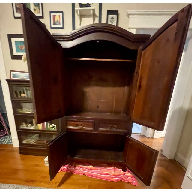 Chestnut Mexican Hacienda-Style Pine Armoire With Iron Hardware For Sale - Image 8 of 9