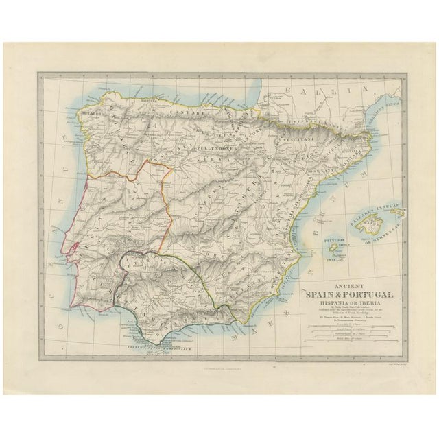 Antique Map of Spain and Portugal, 1850 For Sale - Image 10 of 10