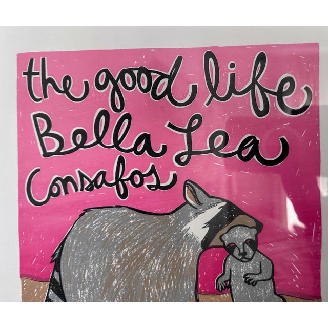 Dark Pink 1990s Original Signed Lea Bell “The Good Life” Woodblock Print Poster Limited Ed. 96/100 For Sale - Image 8 of 12
