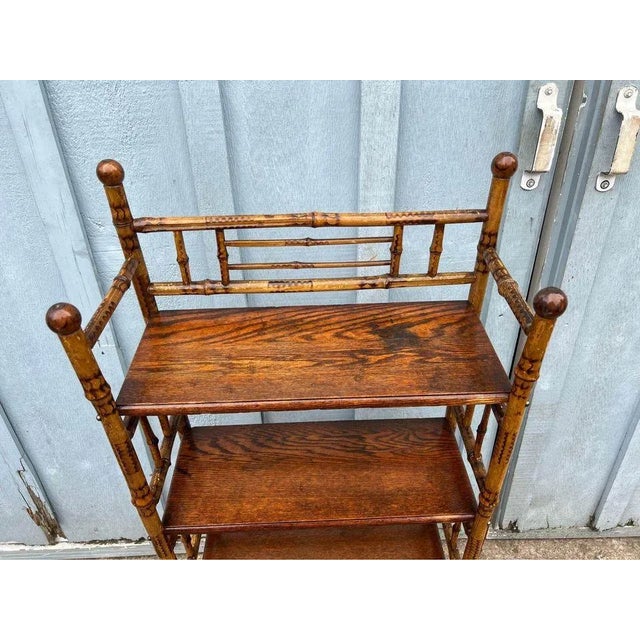 Antique Four Tier Burnt Bamboo Rack Bookshelve For Sale In Washington DC - Image 6 of 11