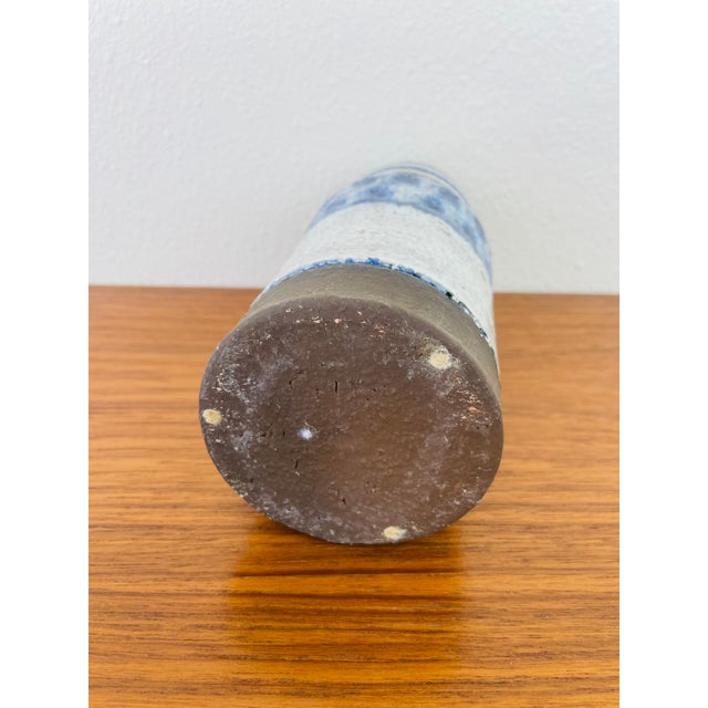 Vintage 1960s Danish Modern Style Blue & White Studio Pottery Vase For Sale In Palm Springs - Image 6 of 6