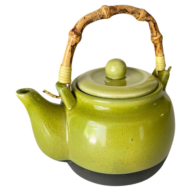 Crakeled Ceramic Tea Pot in Green, France, 20th Century For Sale - Image 11 of 11