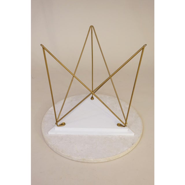 Stone 1950s Vintage Travertine Marble Table Top Eiffel Eames Style Tripod Wire Base 1950 Italy For Sale - Image 7 of 7