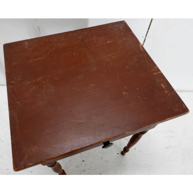 19th Century Primitive Red Working Table For Sale - Image 4 of 9