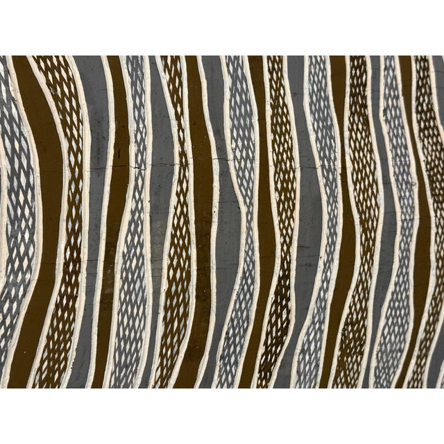 Contemporary Aboriginal Art on Bark by Gunybi Ganambarr Provenance For Sale - Image 14 of 17