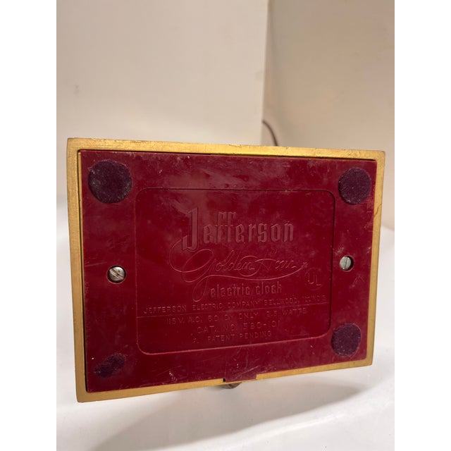 Metal Mid 20th Century Jefferson Golden Hour Clock For Sale - Image 7 of 8