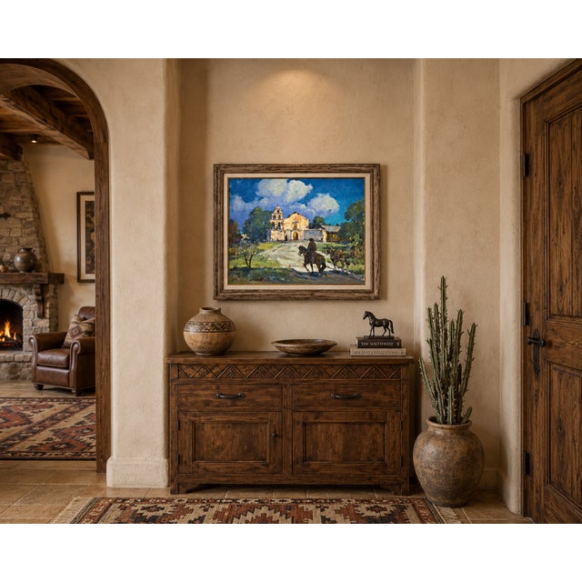 Marjorie Reed –Franciscan Rider Approaching Mission San Diego De Alcalá at Dusk-Oil Painting For Sale - Image 12 of 13