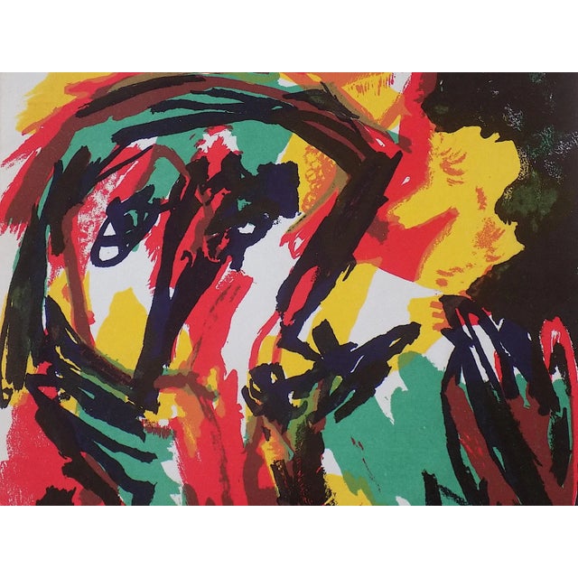 This vintage mid 20th century modern abstract expressionist lithograph (not offset)by the well listed artist Karel Appel...