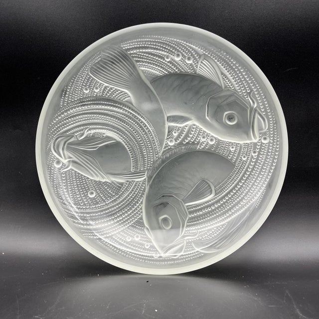 Glass Frosted Pressed Glass Cup with Carp Fish Decoration by Pierre Davesn, 1930s For Sale - Image 7 of 18