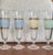 Wonderful set of 4 vintage mid-century pilsner glasses. They feature soft frosted color bands in muted tones (2 blue, 1...