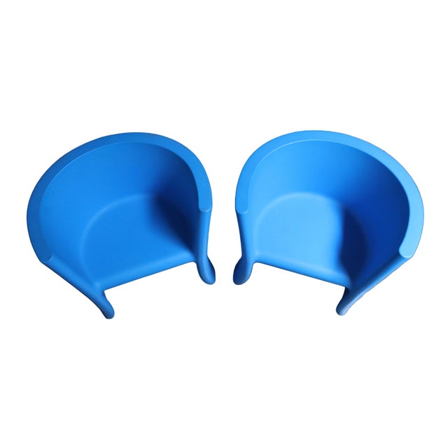 Plastic Pair of Me Too Magis Trioli Electric Blue Children's Play Chairs by Eero Aarnio For Sale - Image 7 of 8