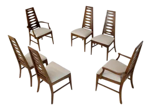 Mid-Century Modern Tall Tapered Shape Back Dining Chairs - Set of 6