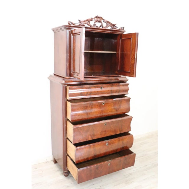 Antique Mahogany Tall Chest of Drawers, 1850s For Sale - Image 13 of 16