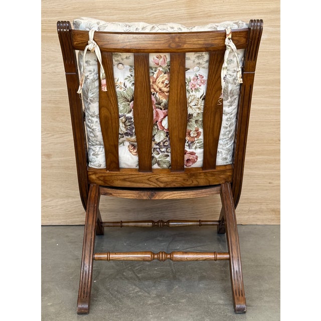1930s French Wooden Folding Armchair With Upholstered Cushions For Sale - Image 11 of 14