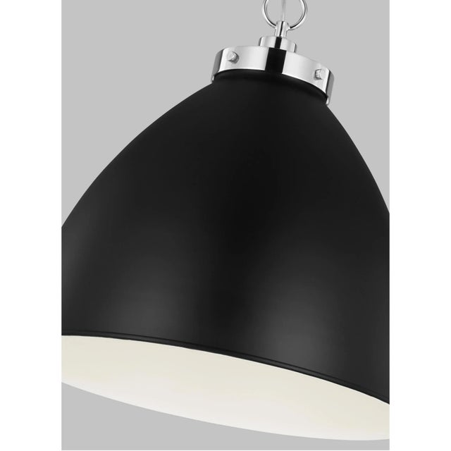 Chapman & Myers by Visual Comfort Studio Wellfleet Large Dome Pendant, Midnight Black & Polished Nickel For Sale - Image 4 of 5