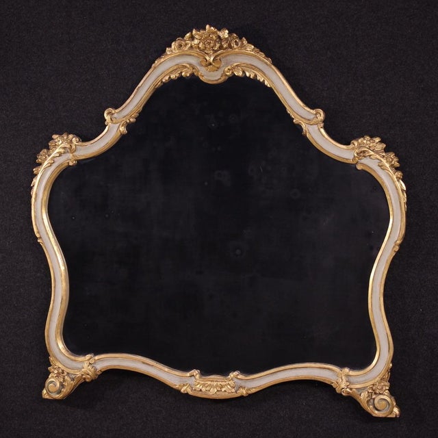 Wood Vintage Italian Lacquered and Gilded Mirror, 1960 For Sale - Image 7 of 11
