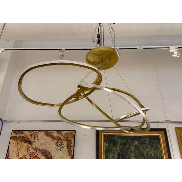 Michael Oren Designs Orbit Burnished Brass Chandelier For Sale - Image 12 of 13