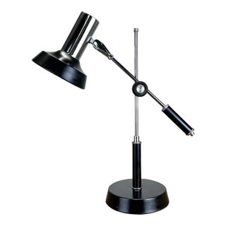 Mid Century Modern Cantilever Desk Lamp in Chrome and Black For Sale