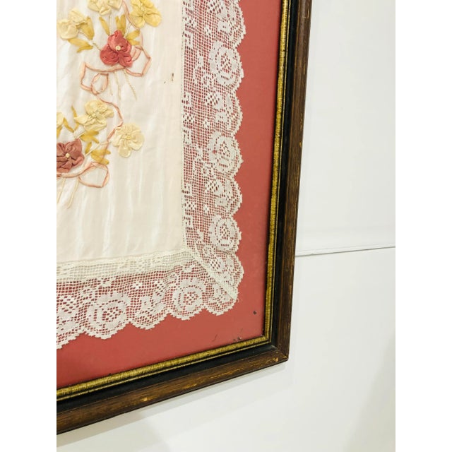 1920s Antique Silk Scarf in Frame, Souvenir De France For Sale In Raleigh - Image 6 of 8
