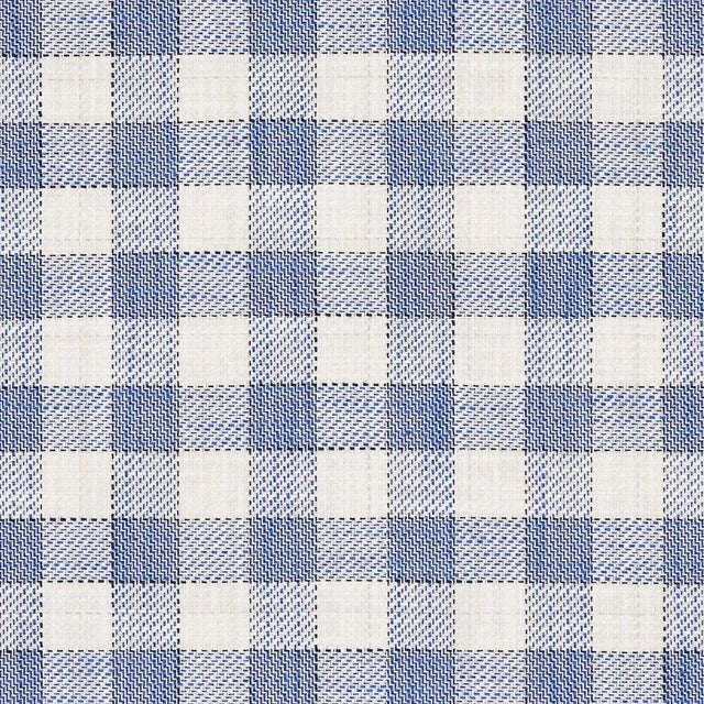 Sample - Schumacher Martina Plaid Indoor/Outdoor Fabric in Navy For Sale