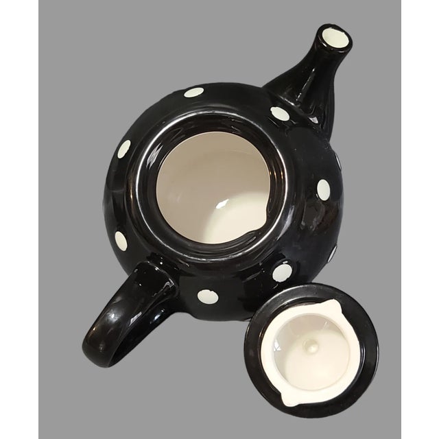 Late 20th Century Late 20th Century Modern Terramoto Black & White Polka-Dot Ceramic Tea Pot For Sale - Image 5 of 6