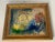Colorful abstract mixed media painting on cardboard, Dimmer Musing, signed M Shulga.