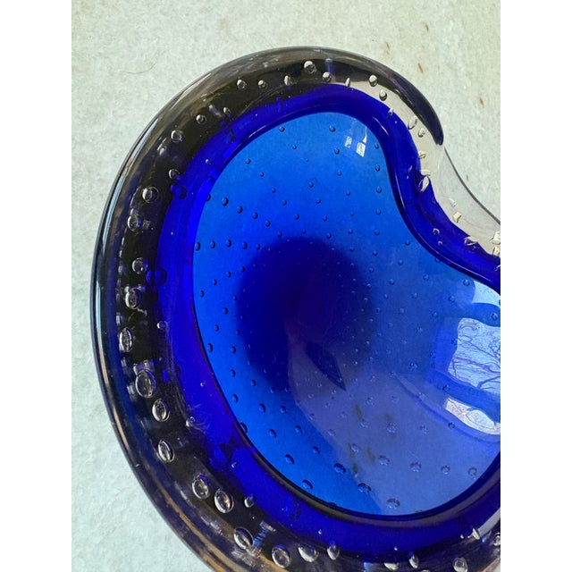 1950s Barovier & Toso Murano Cobalt Blue Glass Bowl For Sale - Image 5 of 8