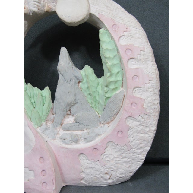 Cantu Comanche “Tribute to Sister Moon” Wolf & Moon Sculpture (1991) For Sale - Image 4 of 11