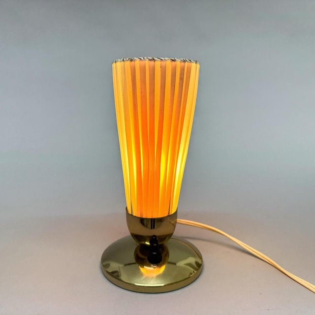 Gold Mid-Century Brass Table Lamp by Rausendorf Bautzen, Germany, 1960s For Sale - Image 8 of 12