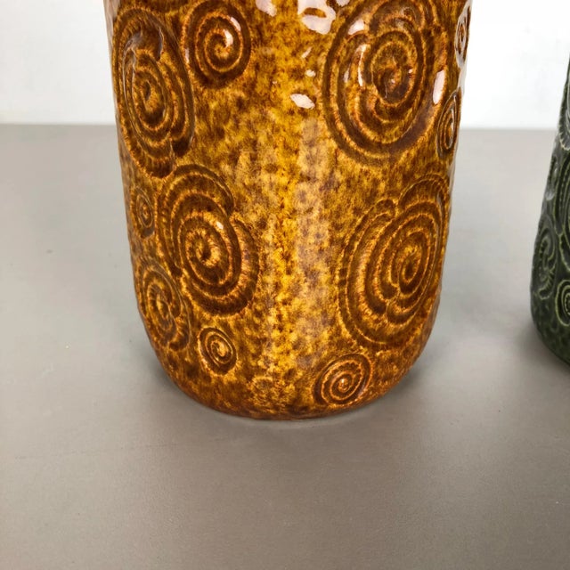 German Ceramic Vases from Scheurich, 1970s, Set of 2 For Sale - Image 6 of 15