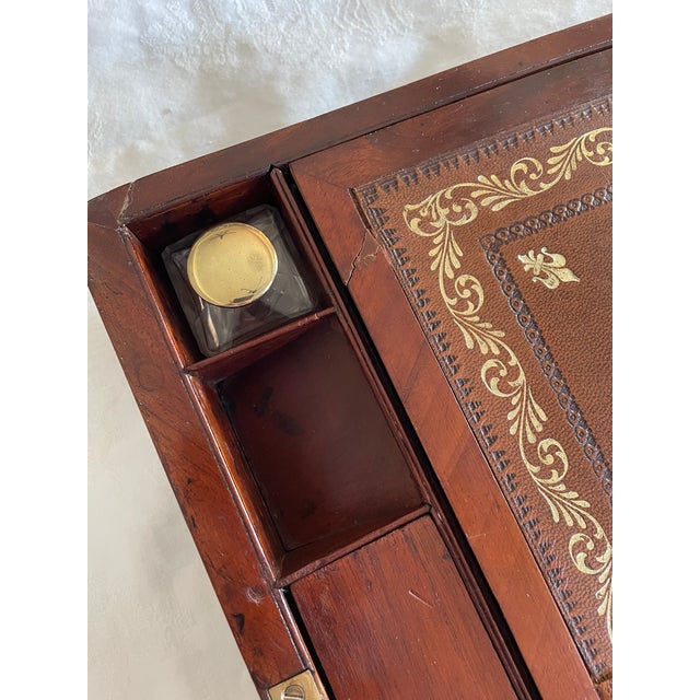 Early 19th Century English Mahogany & Brass-Inlaid Writing Slope/Lap Desk For Sale - Image 13 of 18