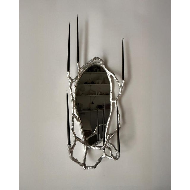Contemporary Route Mirror 01.01 in Cast Aluminium and Mirror Glass by Sofia Karnukaeva For Sale - Image 3 of 9