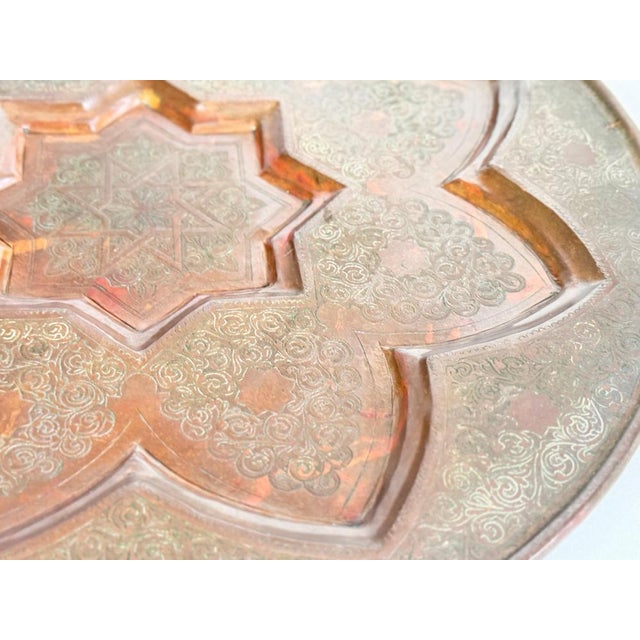 Moroccan Hand Hammered & Pierced Copper Charger, 20th Century For Sale - Image 5 of 7