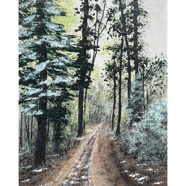 Wintery Day Winter Theme Acrylic Painting 8 X 10" Nature Wall Art Unframed For Sale - Image 6 of 7
